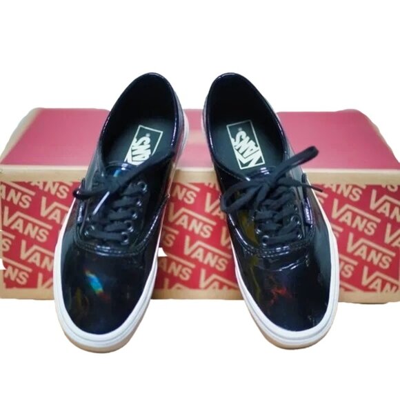 Vans Patent Leather Authentic Sneakers, Black, with holographic reflection - Picture 5 of 6